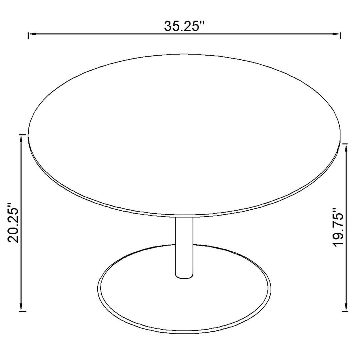 709688-S2 Ganso 2-piece Round Glass Top Coffee and End Table Set Black