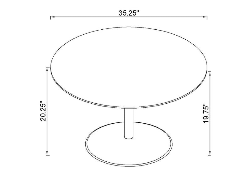 709688-S2 Ganso 2-piece Round Glass Top Coffee and End Table Set Black