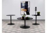 709688-S3 Ganso 3-piece Round Glass Top Coffee and End Table Set Black