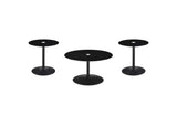 709688-S3 Ganso 3-piece Round Glass Top Coffee and End Table Set Black