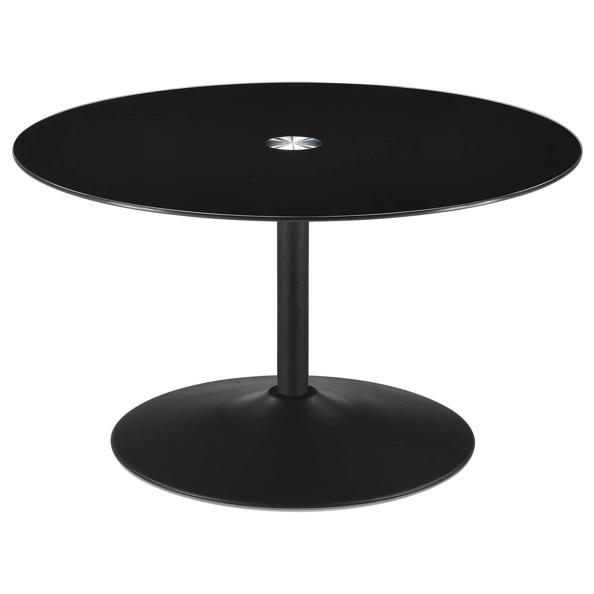 709688-S3 Ganso 3-piece Round Glass Top Coffee and End Table Set Black