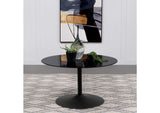 709688 Ganso Round Metal Coffee Table With Tempered Glass Top Black