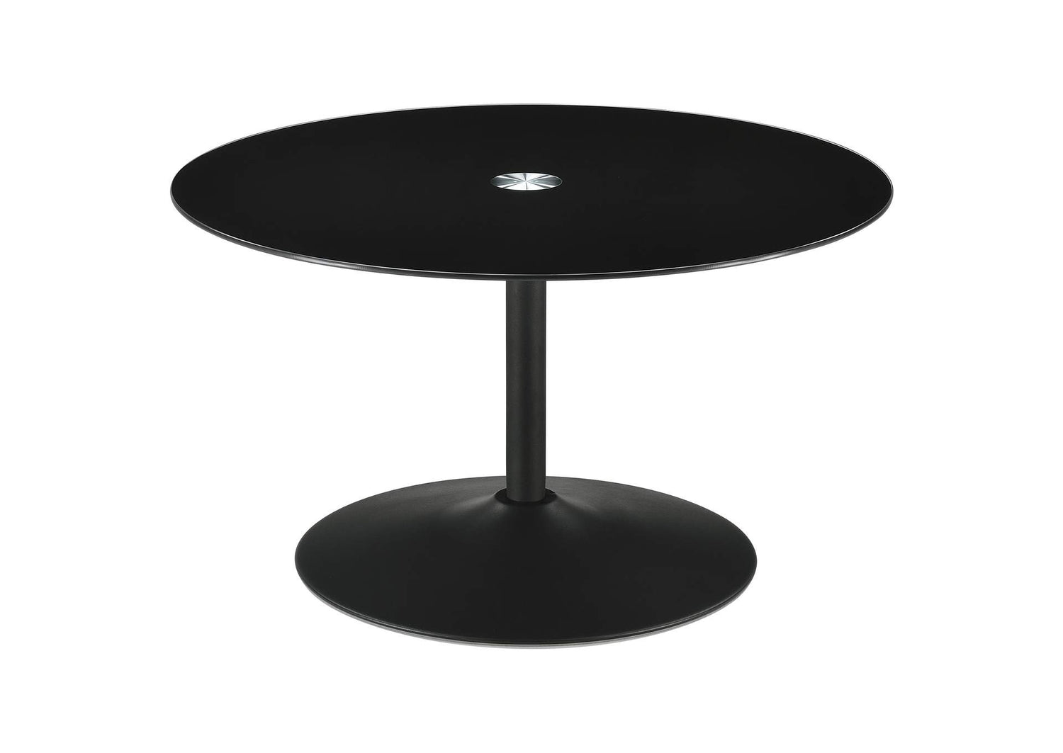 Ganso Round Metal Coffee Table With Tempered Glass Top Black
