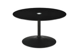 Ganso Round Metal Coffee Table With Tempered Glass Top Black