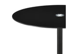 709688 Ganso Round Metal Coffee Table With Tempered Glass Top Black