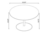 709688 Ganso Round Metal Coffee Table With Tempered Glass Top Black
