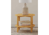 709697 Camillo Round Solid Wood Side End Table Maple Brown