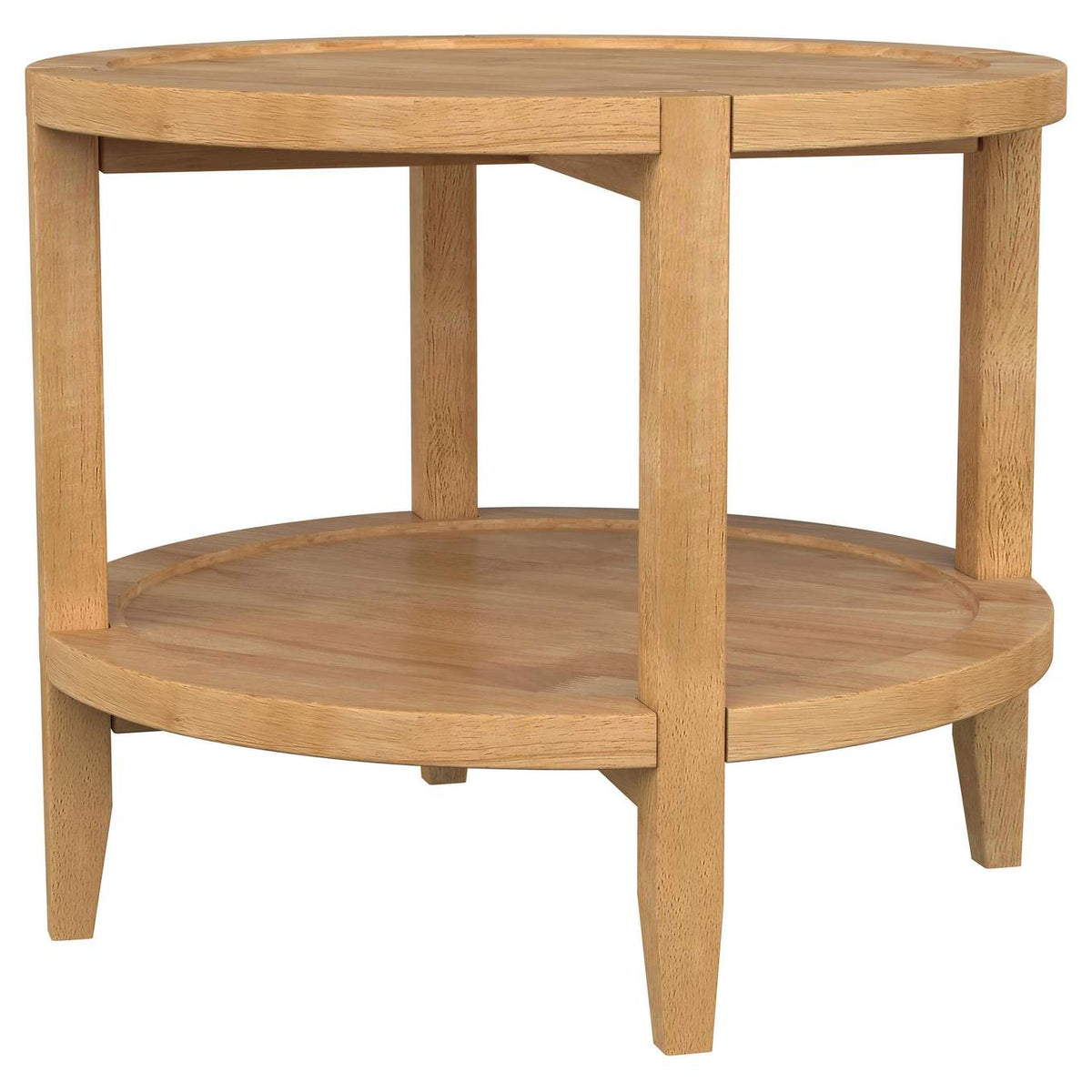 709697 Camillo Round Solid Wood Side End Table Maple Brown