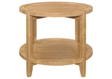 709697 Camillo Round Solid Wood Side End Table Maple Brown
