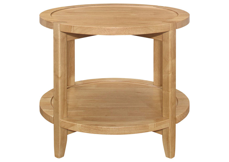 709697 Camillo Round Solid Wood Side End Table Maple Brown