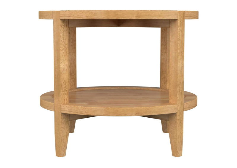 709697 Camillo Round Solid Wood Side End Table Maple Brown