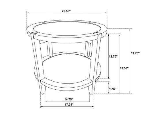 709697 Camillo Round Solid Wood Side End Table Maple Brown