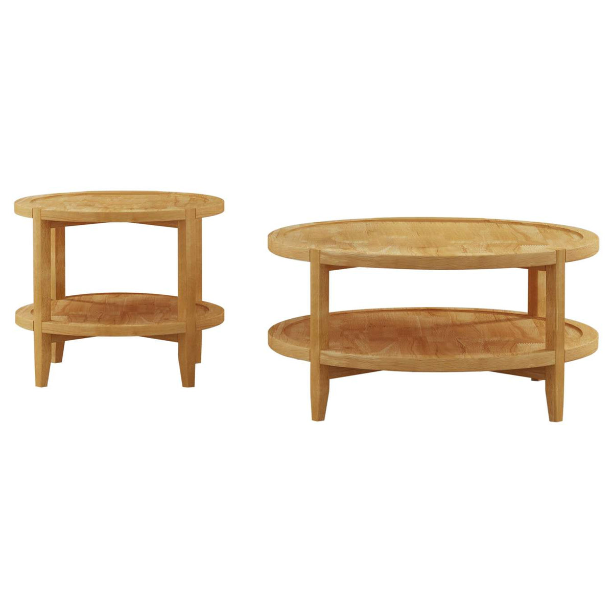 709698-S2 Camillo 2-piece Round Coffee and End Table Set Maple