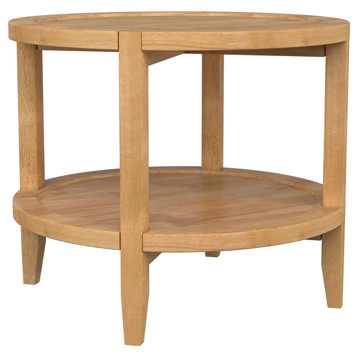 709698-S2 Camillo 2-piece Round Coffee and End Table Set Maple