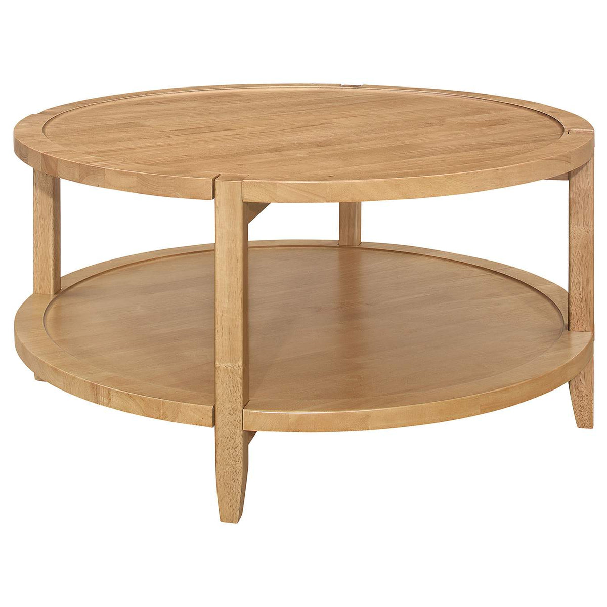 709698-S2 Camillo 2-piece Round Coffee and End Table Set Maple
