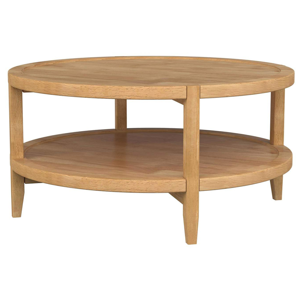 709698-S2 Camillo 2-piece Round Coffee and End Table Set Maple