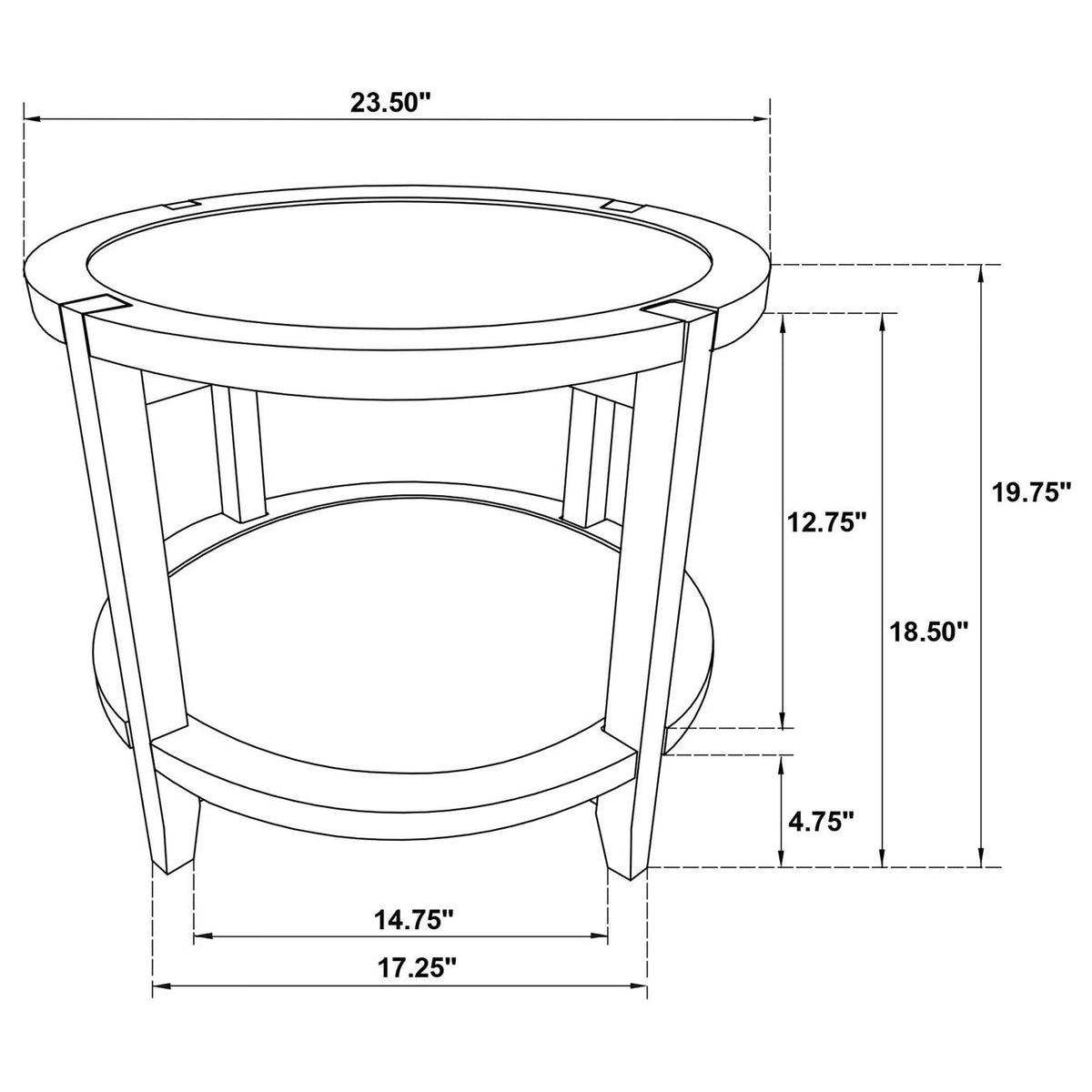 709698-S3 Camillo 3-piece Round Coffee and End Table Set Maple