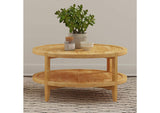 709698 Camillo Round Solid Wood Coffee Table Maple Brown