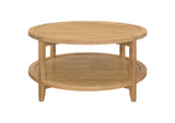 709698 Camillo Round Solid Wood Coffee Table Maple Brown