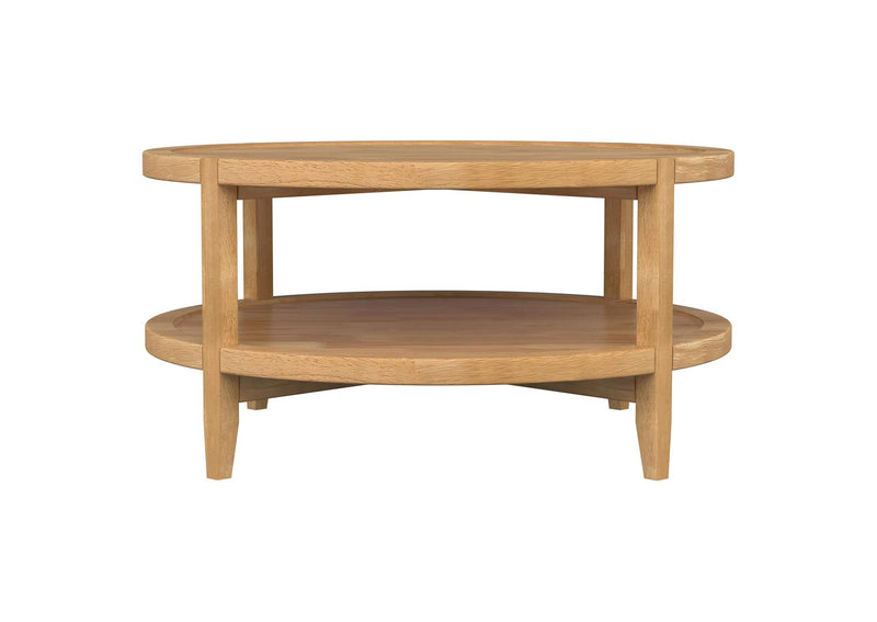 709698 Camillo Round Solid Wood Coffee Table Maple Brown