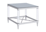 Lindley Square Tempered Mirror Acrylic Side End Table Chrome