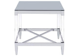 709727 Lindley Square Tempered Mirror Acrylic Side End Table Chrome