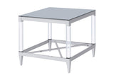 709727 Lindley Square Tempered Mirror Acrylic Side End Table Chrome