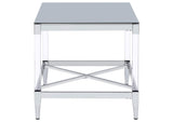 709727 Lindley Square Tempered Mirror Acrylic Side End Table Chrome