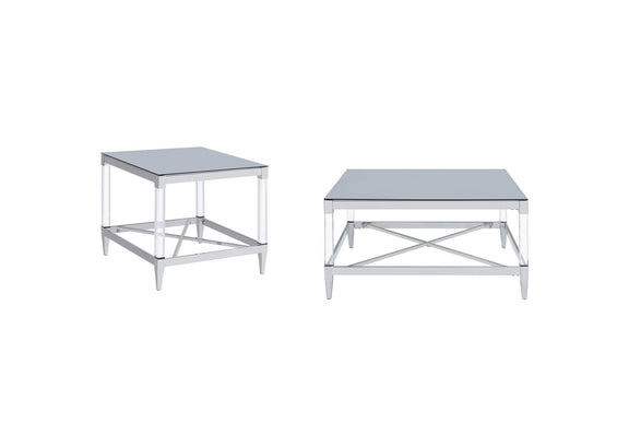 709728-S2 Lindley 2-piece Square Coffee and End Table Set Chrome