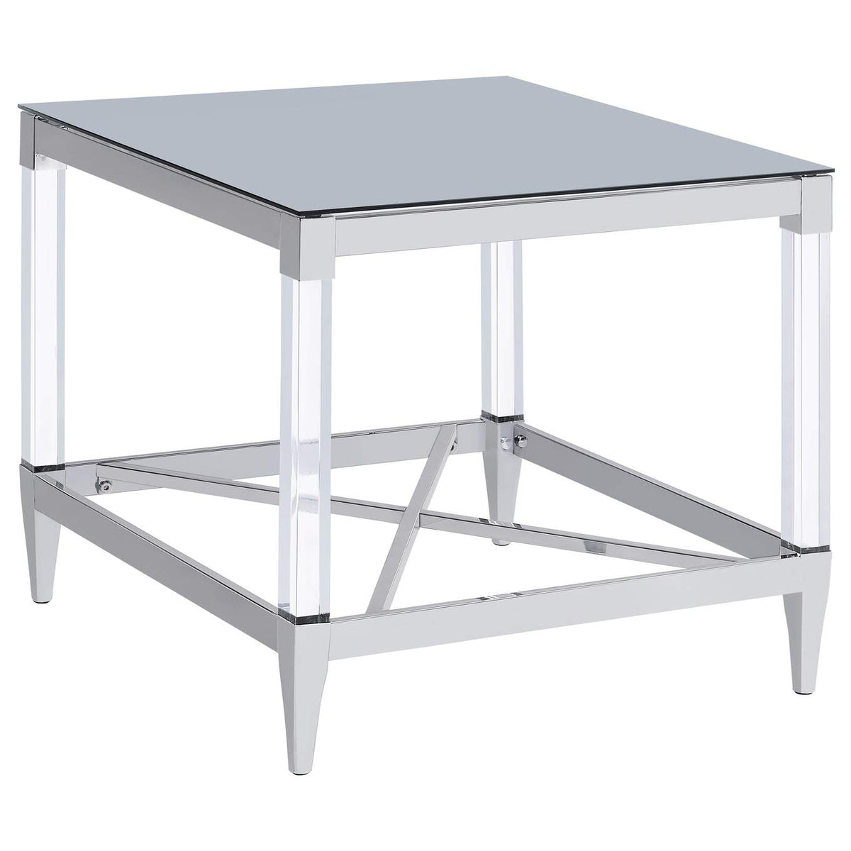 709728-S2 Lindley 2-piece Square Coffee and End Table Set Chrome