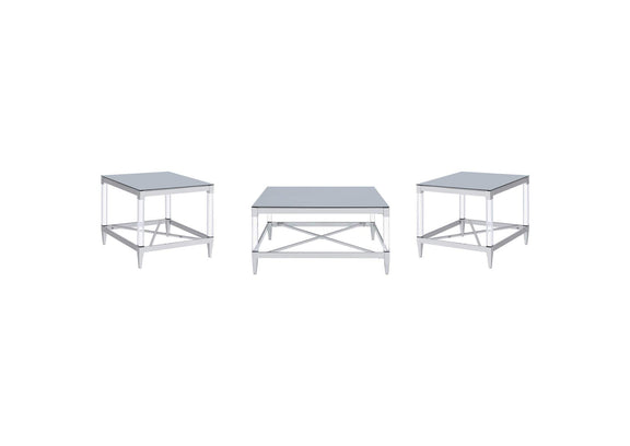 709728-S3 Lindley 3-piece Square Coffee and End Table Set Chrome
