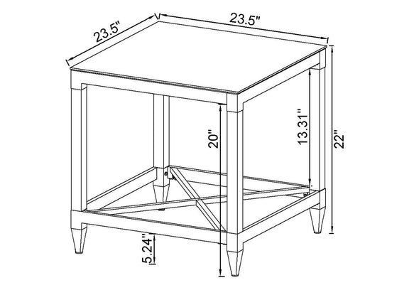 709728-S3 Lindley 3-piece Square Coffee and End Table Set Chrome