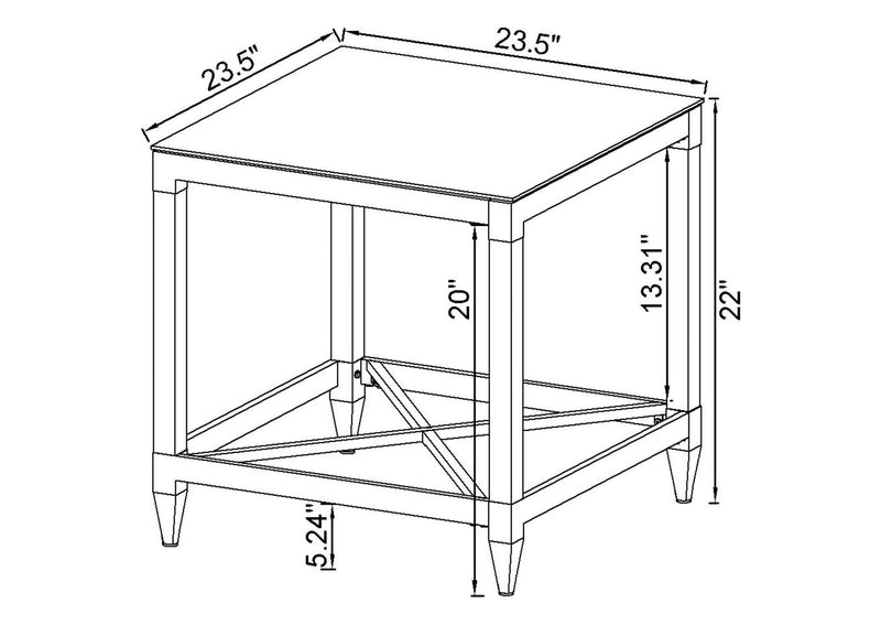709728-S3 Lindley 3-piece Square Coffee and End Table Set Chrome