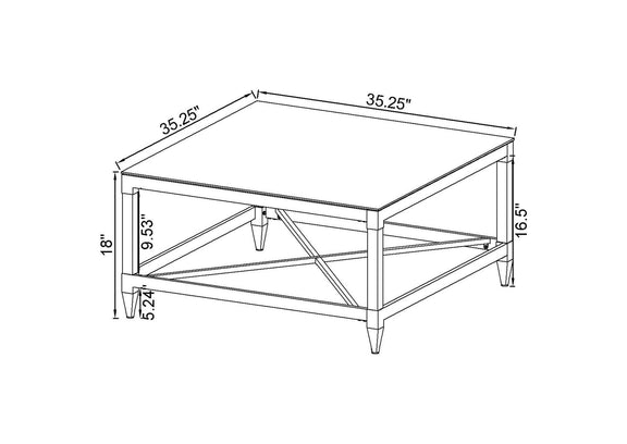 709728-S3 Lindley 3-piece Square Coffee and End Table Set Chrome