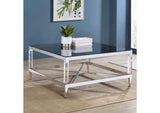 709728 Lindley Square Tempered Mirror Acrylic Coffee Table Chrome