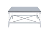 709728 Lindley Square Tempered Mirror Acrylic Coffee Table Chrome