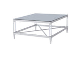 709728 Lindley Square Tempered Mirror Acrylic Coffee Table Chrome