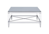 709728 Lindley Square Tempered Mirror Acrylic Coffee Table Chrome
