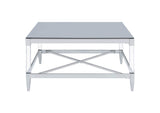 709728 Lindley Square Tempered Mirror Acrylic Coffee Table Chrome