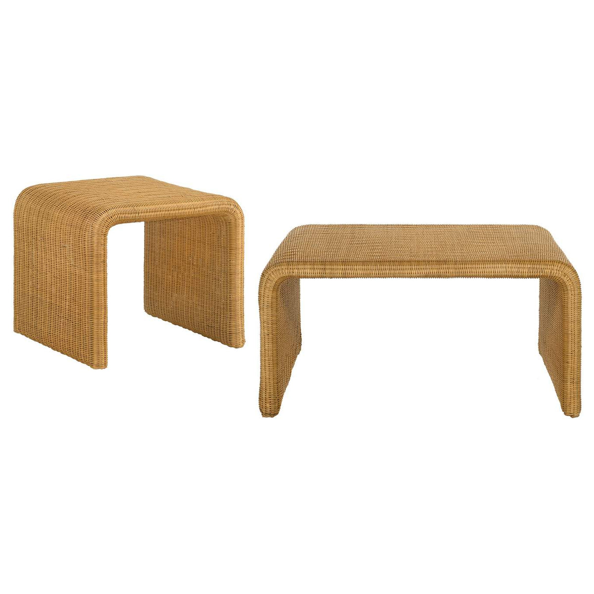 709818-S2 Cahya 2-piece Rattan Coffee and End Table Set Natural