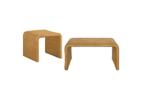 709818-S2 Cahya 2-piece Rattan Coffee and End Table Set Natural