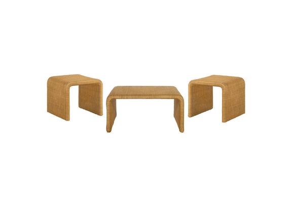 709818-S3 Cahya 3-piece Rattan Coffee and End Table Set Natural