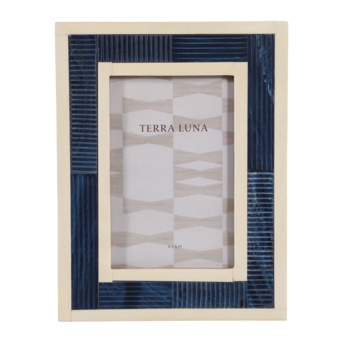 4" x 6" Resin Photo Frame With Border - Blue / White