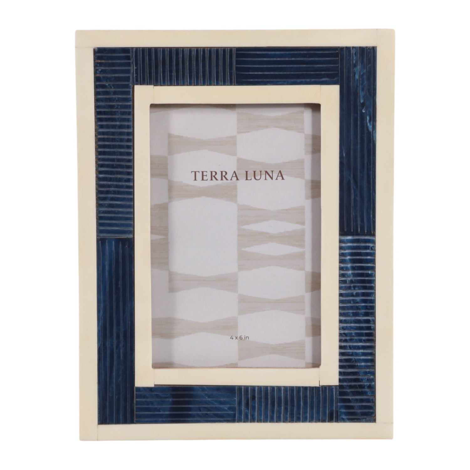 4" x 6" Resin Photo Frame With Border - Blue / White
