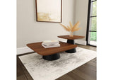 710010 Eason 2-piece Coffee Table Set Walnut and Black