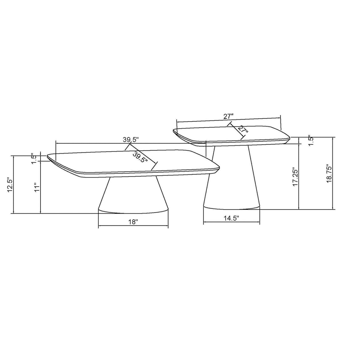 710010 Eason 2-piece Coffee Table Set Walnut and Black