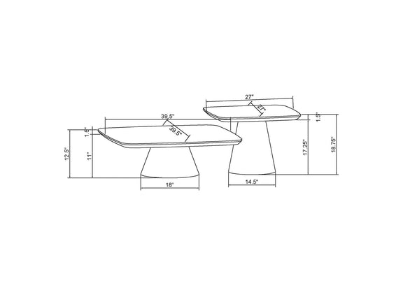 710010 Eason 2-piece Coffee Table Set Walnut and Black