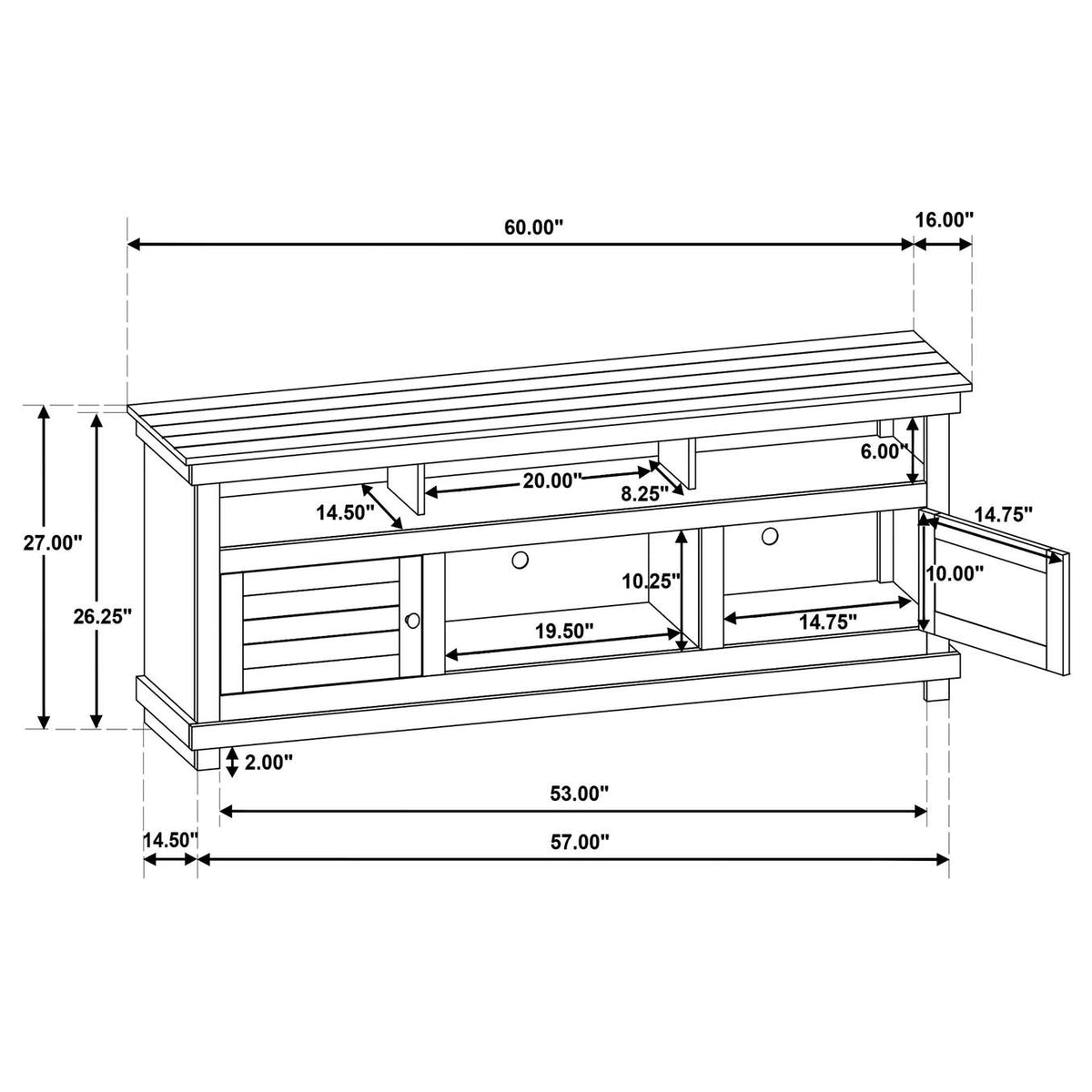 710042 Payne 60-inch TV Stand Media Console Distressed Brown