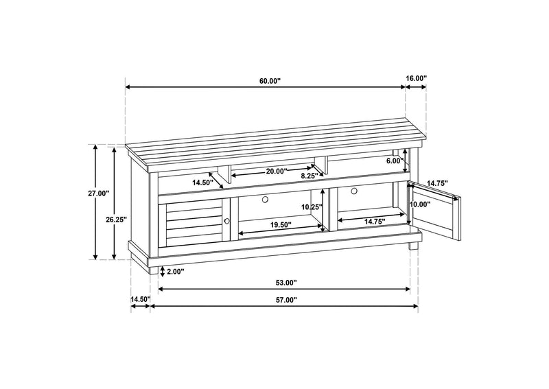 710042 Payne 60-inch TV Stand Media Console Distressed Brown
