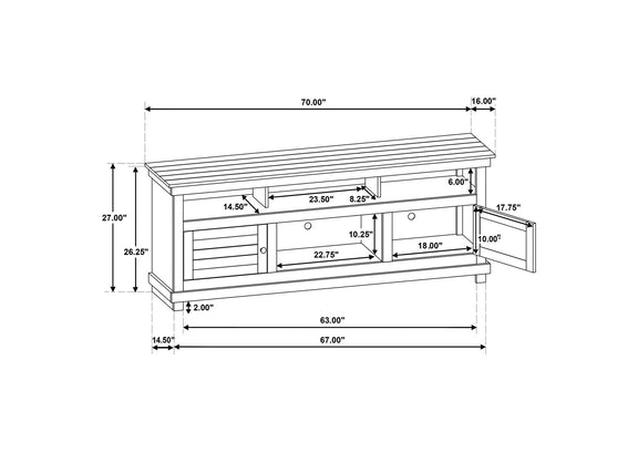 710043 Payne 70-inch TV Stand Media Console Distressed Brown